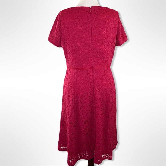 Adrianna Papell Cranberry Red Lace Midi Dress – Size 14 - Picture 3 of 9